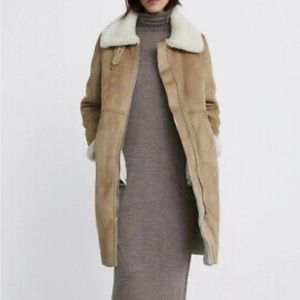 Zara Faux Suede Sherpa Long Jacket